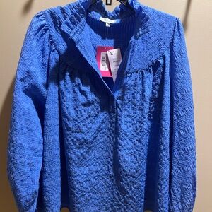 Joy Joy Textured Blue Blouse